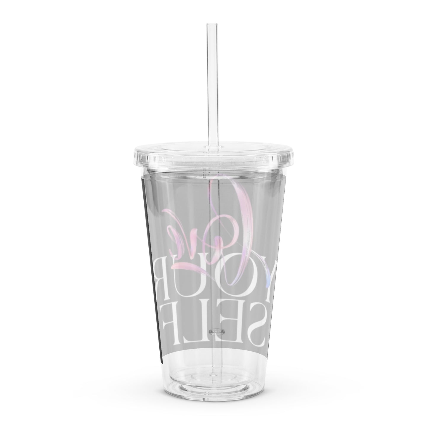 "love" Clear plastic tumbler