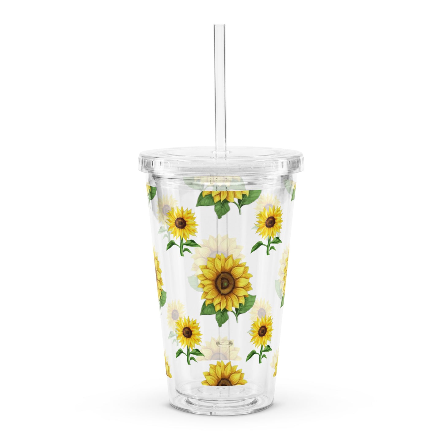 "Sunflower" Clear plastic tumbler