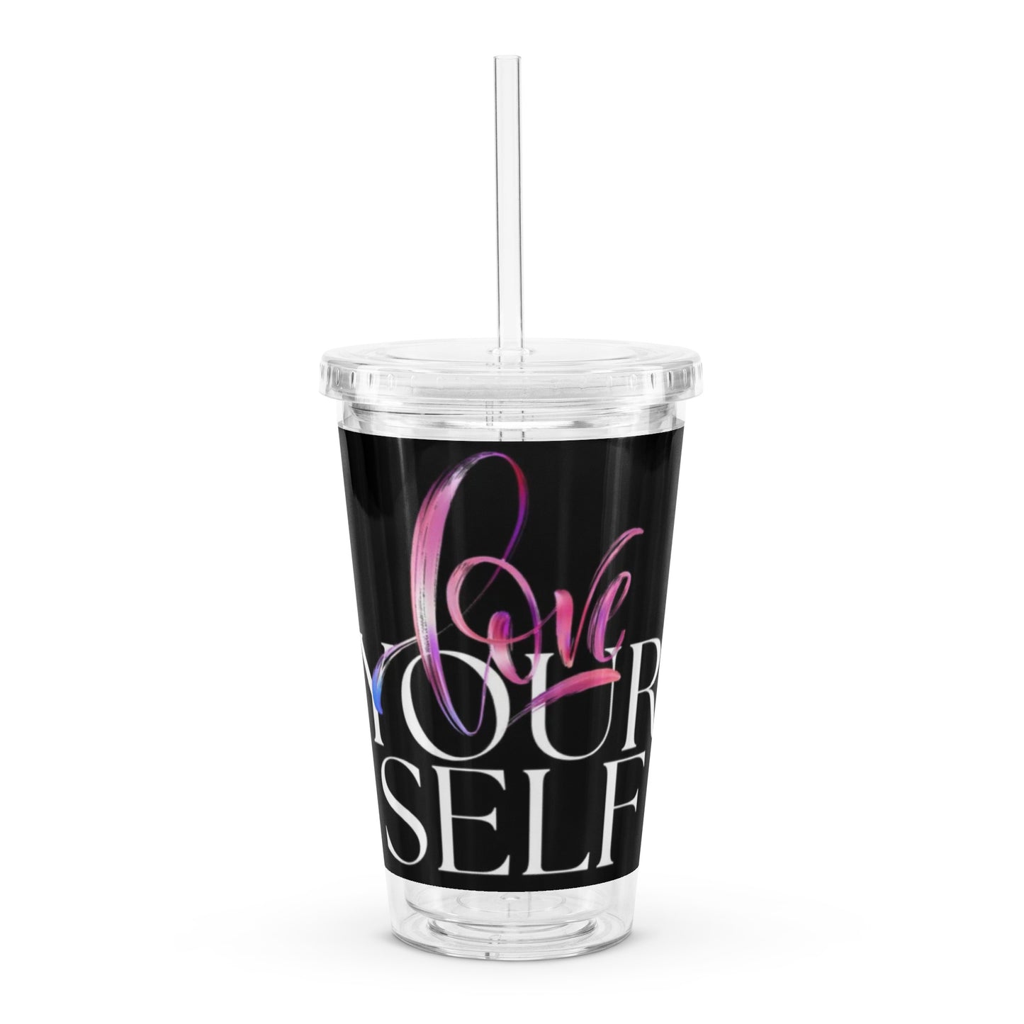 "love" Clear plastic tumbler