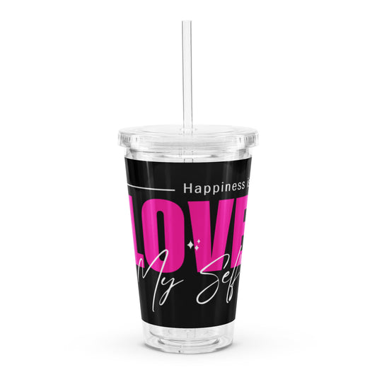 "_____Happiness" Clear plastic tumbler