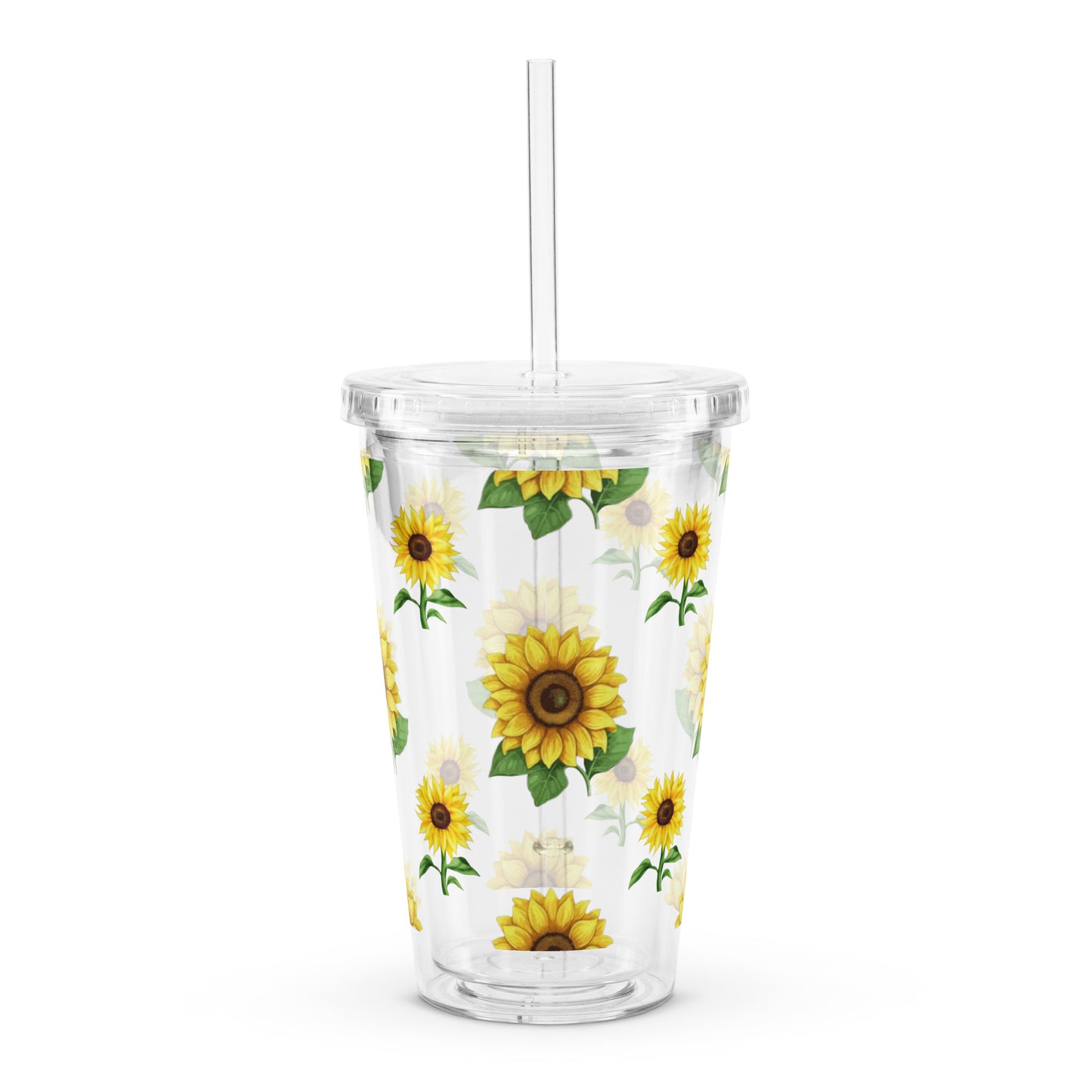 "Sunflower" Clear plastic tumbler