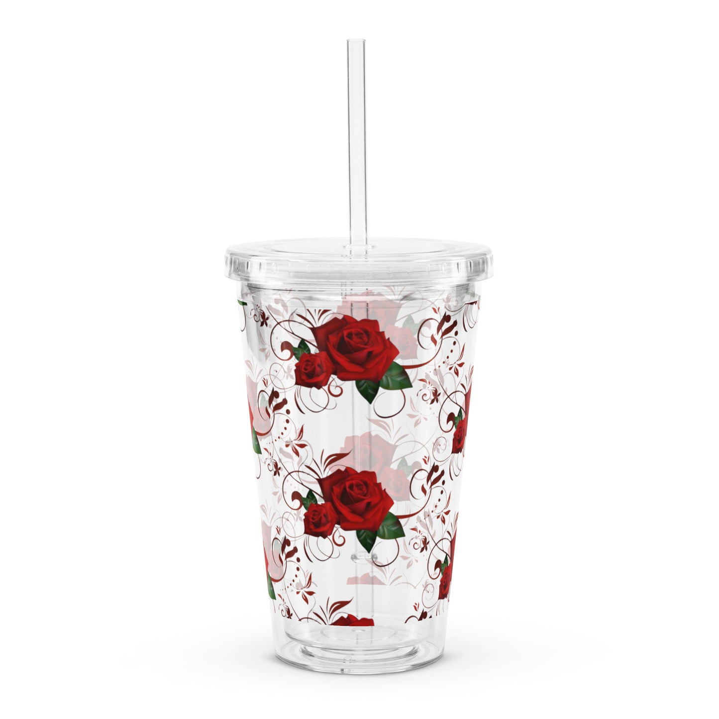 "Rose" Clear plastic tumbler