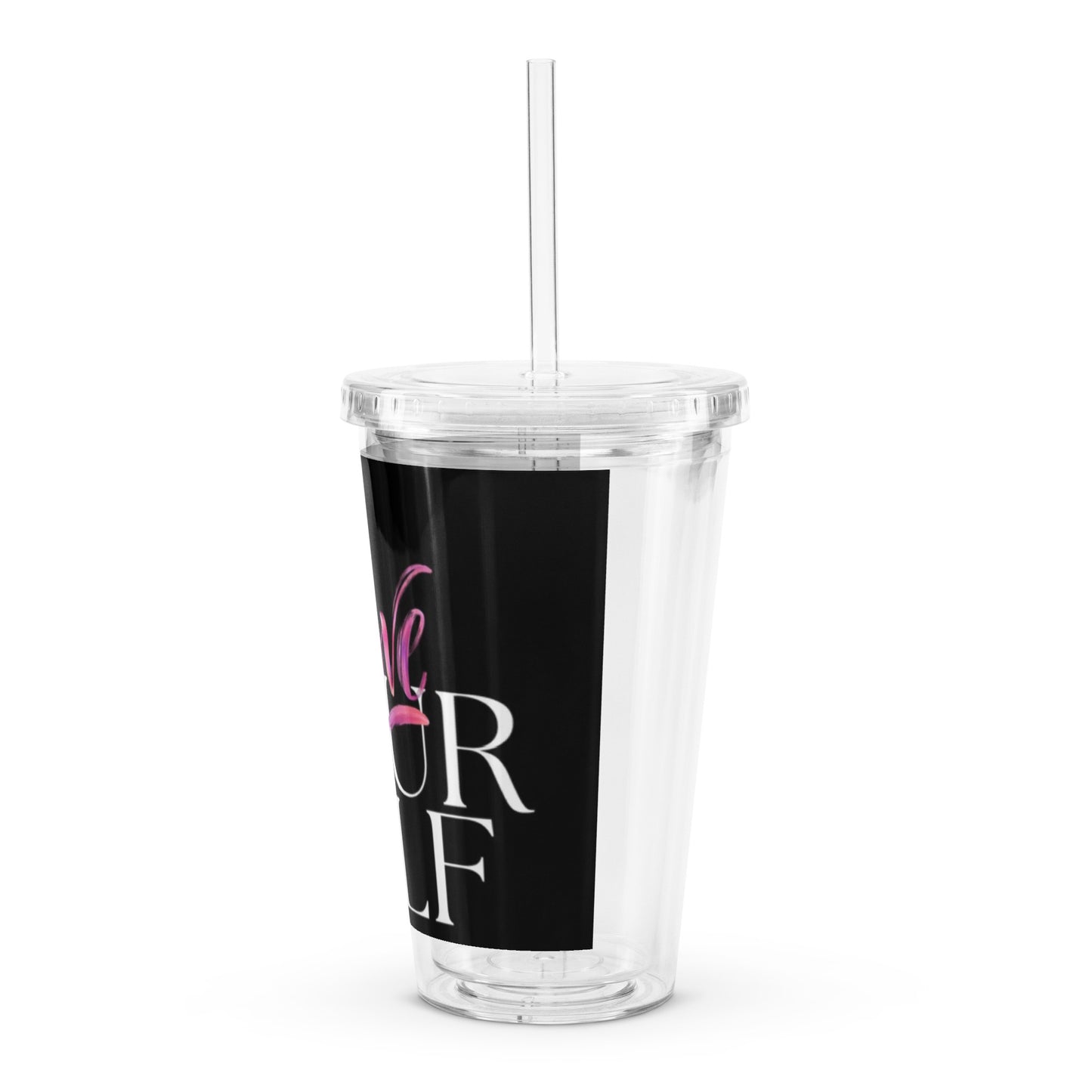 "love" Clear plastic tumbler