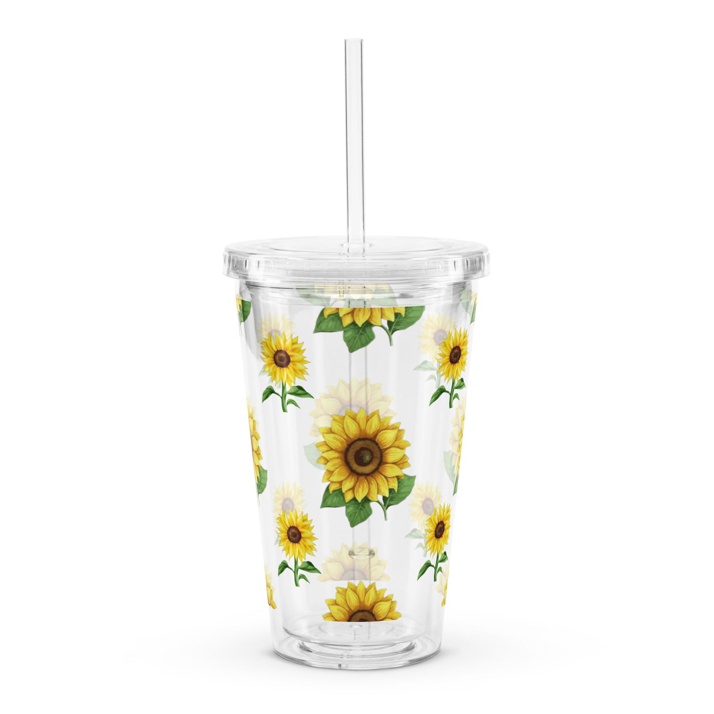 "Sunflower" Clear plastic tumbler