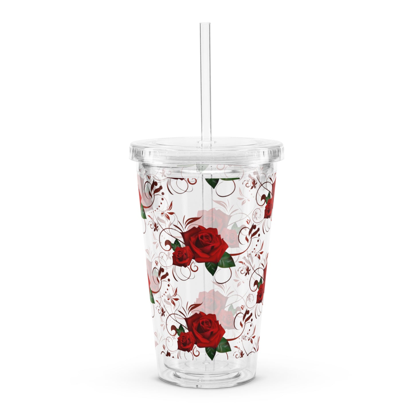 "Rose" Clear plastic tumbler