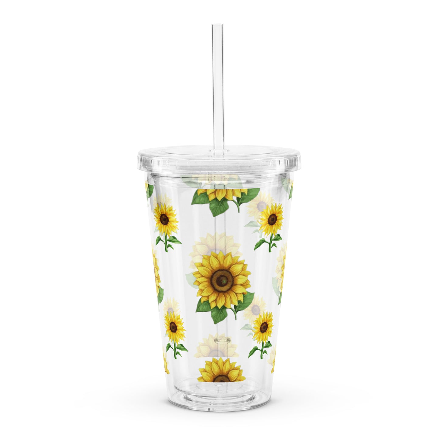 "Sunflower" Clear plastic tumbler