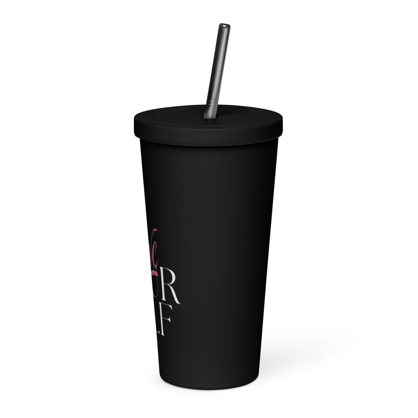 "love" Insulated tumbler with a straw