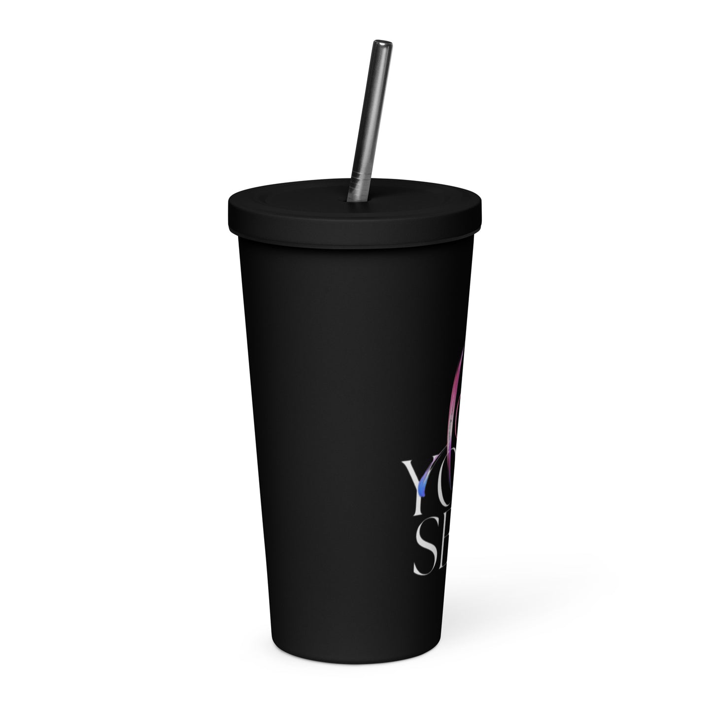 "love" Insulated tumbler with a straw