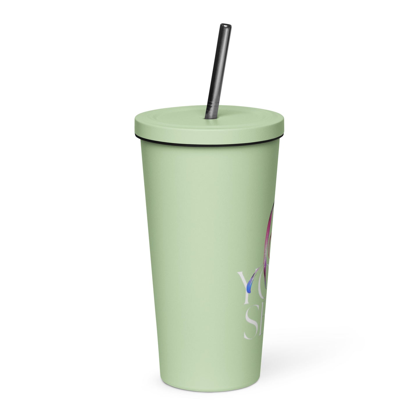 "love" Insulated tumbler with a straw