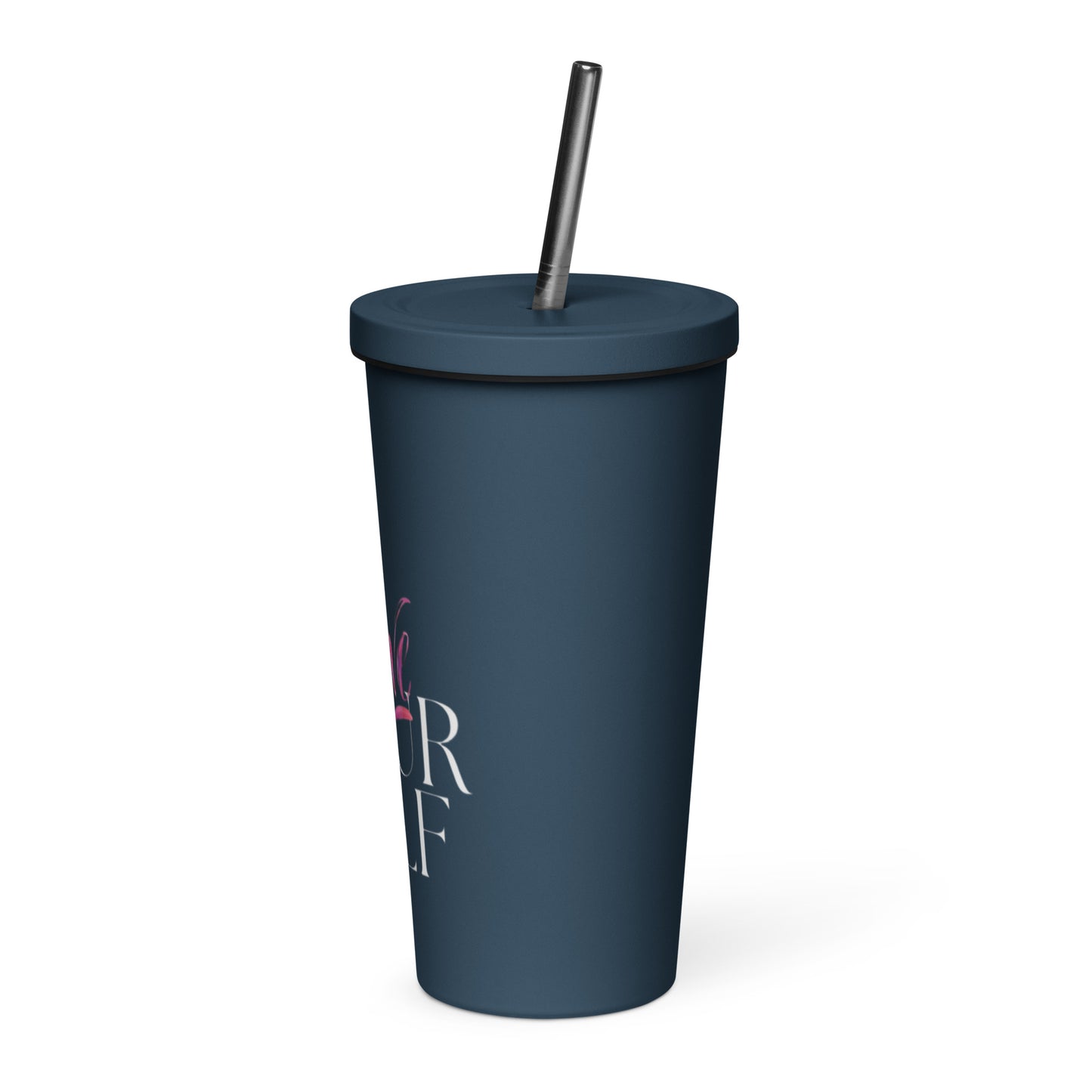 "love" Insulated tumbler with a straw