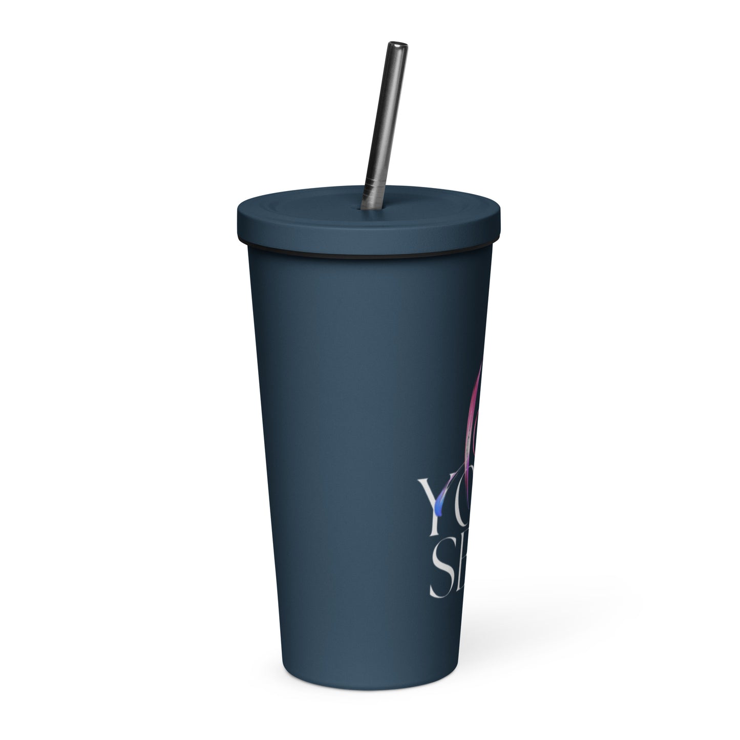 "love" Insulated tumbler with a straw