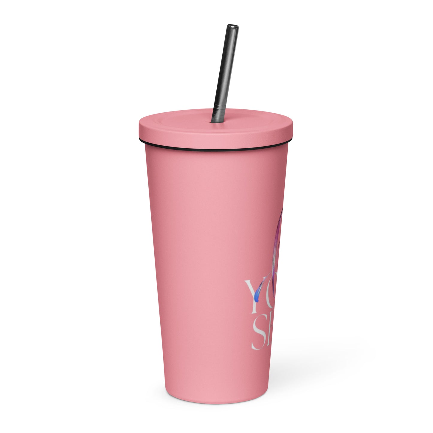 "love" Insulated tumbler with a straw